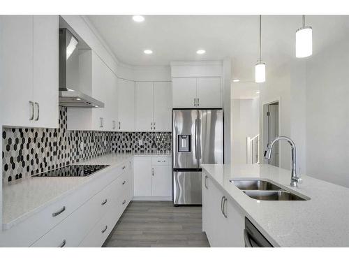 367 Savanna Way Ne, Calgary, AB - Indoor Photo Showing Kitchen With Double Sink With Upgraded Kitchen