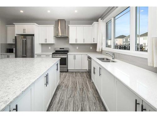 181 Carrington Crescent Nw, Calgary, AB - Indoor Photo Showing Kitchen With Stainless Steel Kitchen With Double Sink With Upgraded Kitchen