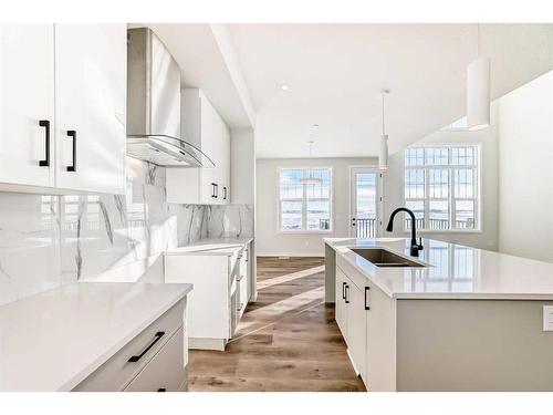 246 Hotchkiss Manor Se, Calgary, AB - Indoor Photo Showing Kitchen With Double Sink With Upgraded Kitchen