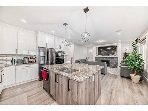 92 Saddlecrest Link Ne, Calgary, AB - Indoor Photo Showing Kitchen With Double Sink With Upgraded Kitchen