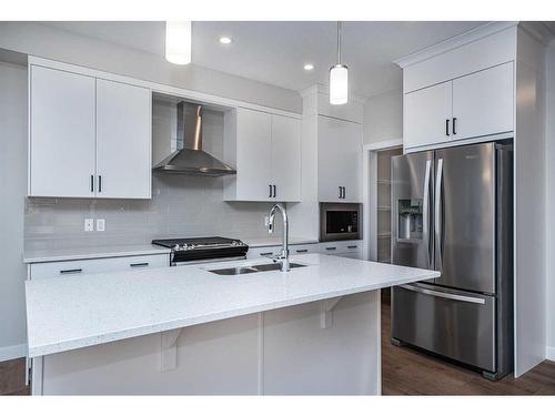 7 Homestead Passage, Calgary, AB - Indoor Photo Showing Kitchen With Stainless Steel Kitchen With Double Sink With Upgraded Kitchen