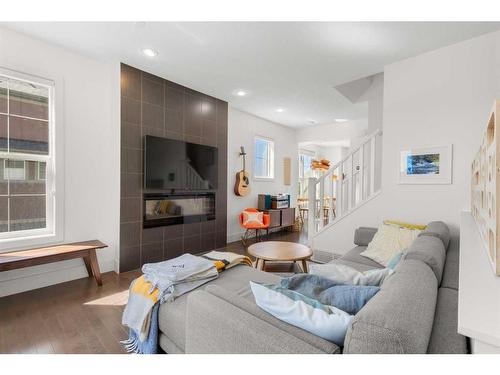 446 Quarry Way Se, Calgary, AB - Indoor Photo Showing Living Room