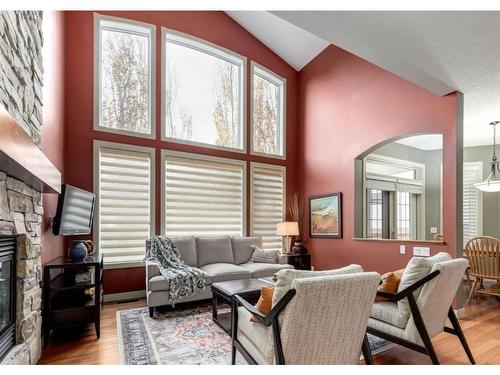 111 Cranleigh Terrace Se, Calgary, AB - Indoor Photo Showing Living Room With Fireplace