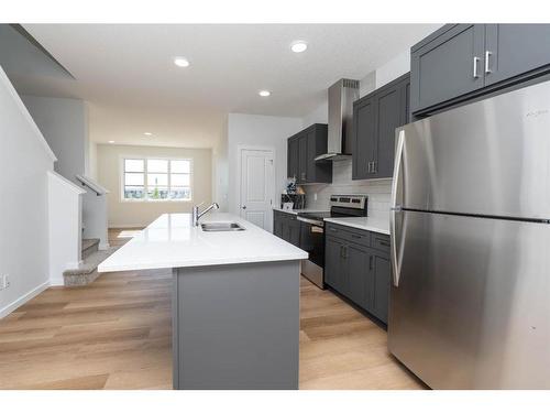 140 Langwell Common Se, Airdrie, AB - Indoor Photo Showing Kitchen With Double Sink With Upgraded Kitchen