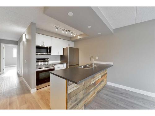 605-2200 Woodview Drive Sw, Calgary, AB - Indoor Photo Showing Kitchen With Double Sink