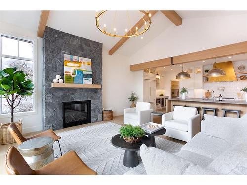 909B 9Th Street, Canmore, AB - Indoor Photo Showing Living Room With Fireplace