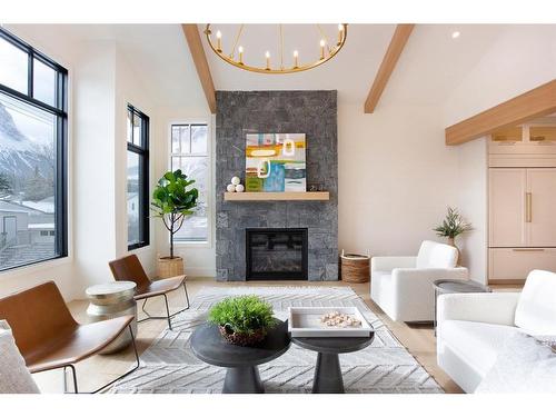 909B 9Th Street, Canmore, AB - Indoor Photo Showing Living Room With Fireplace