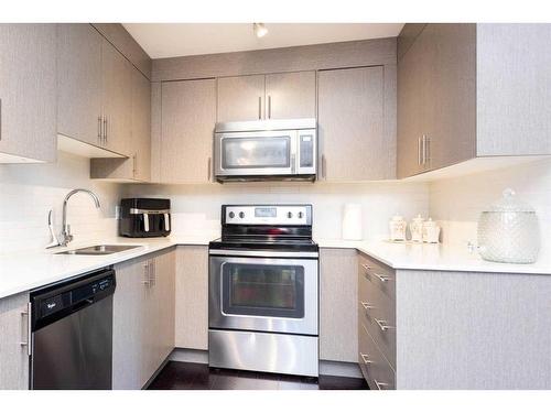 3203-302 Skyview Ranch Drive Ne, Calgary, AB - Indoor Photo Showing Kitchen With Stainless Steel Kitchen With Double Sink With Upgraded Kitchen