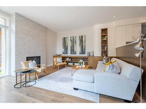 5819 21 Street Sw, Calgary, AB - Indoor Photo Showing Living Room With Fireplace