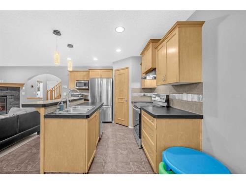 165 Brightondale Parade Se, Calgary, AB - Indoor Photo Showing Kitchen With Double Sink