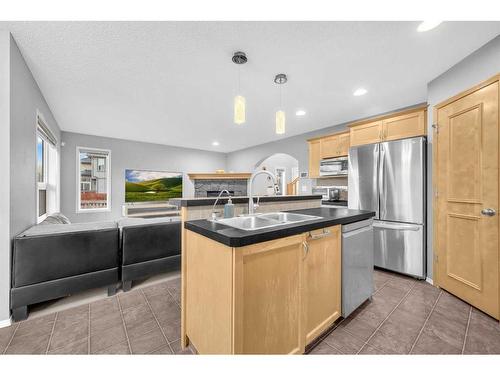 165 Brightondale Parade Se, Calgary, AB - Indoor Photo Showing Kitchen With Double Sink