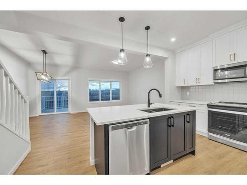 223 Willow Place, Cochrane, AB - Indoor Photo Showing Kitchen With Double Sink With Upgraded Kitchen