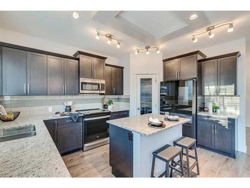 169 Cranarch Common Se, Calgary, AB - Indoor Photo Showing Kitchen With Double Sink With Upgraded Kitchen