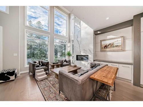 3706 14A Street Sw, Calgary, AB - Indoor Photo Showing Living Room With Fireplace