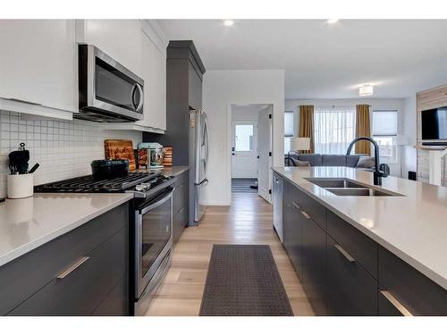 244 Ellen Way, Crossfield, AB - Indoor Photo Showing Kitchen With Double Sink With Upgraded Kitchen