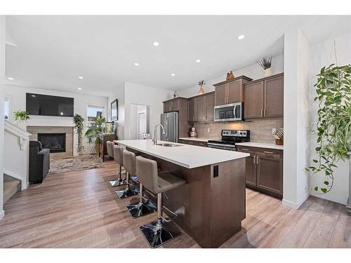 258 Vista Drive, Crossfield, AB - Indoor Photo Showing Kitchen With Stainless Steel Kitchen With Upgraded Kitchen