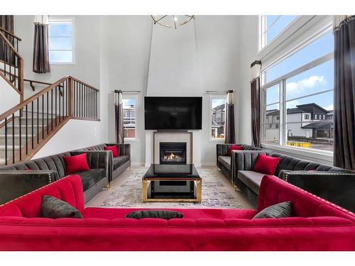 29 South Shore Manor, Chestermere, AB - Indoor Photo Showing Living Room With Fireplace