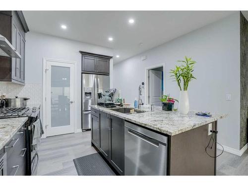 673 Corner Meadows Way Ne, Calgary, AB - Indoor Photo Showing Kitchen With Stainless Steel Kitchen With Upgraded Kitchen