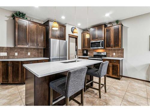 119 Chapalina Mews Se, Calgary, AB - Indoor Photo Showing Kitchen With Double Sink With Upgraded Kitchen