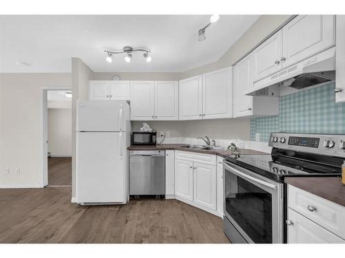 213-2000 Applevillage Court, Calgary, AB - Indoor Photo Showing Kitchen With Double Sink