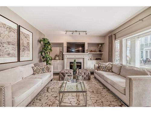 146 Auburn Meadows Walk Se, Calgary, AB - Indoor Photo Showing Living Room With Fireplace