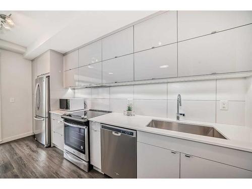 104-100 Auburn Meadows Common Se, Calgary, AB - Indoor Photo Showing Kitchen With Stainless Steel Kitchen With Upgraded Kitchen