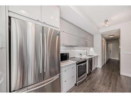 104-100 Auburn Meadows Common Se, Calgary, AB - Indoor Photo Showing Kitchen With Stainless Steel Kitchen With Upgraded Kitchen