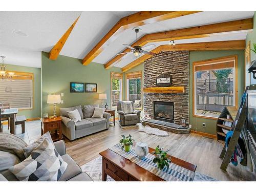 36 Brightonstone Gardens Se, Calgary, AB - Indoor Photo Showing Living Room With Fireplace