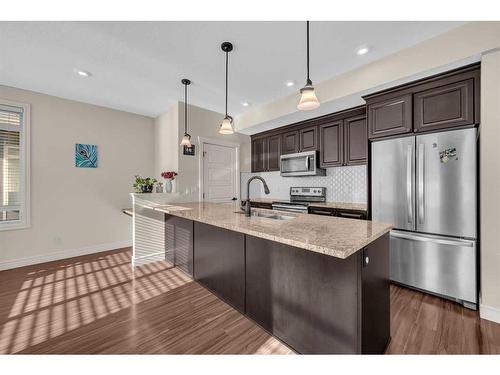 146 Savanna Walk Ne, Calgary, AB - Indoor Photo Showing Kitchen With Stainless Steel Kitchen With Upgraded Kitchen