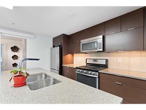 115-1719 9A Street Sw, Calgary, AB - Indoor Photo Showing Kitchen With Double Sink