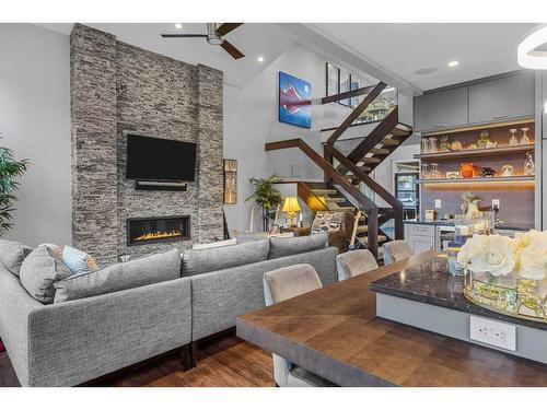 417 Stewart Creek Close, Canmore, AB - Indoor Photo Showing Living Room With Fireplace