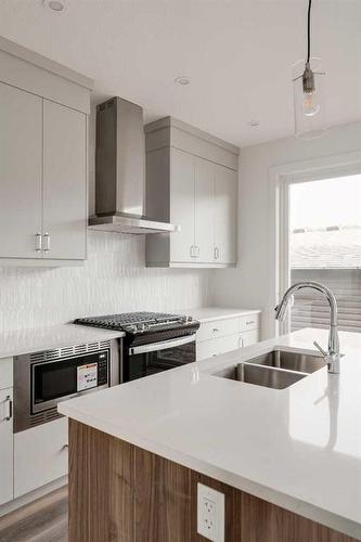 24 Herron Walk Ne, Calgary, AB - Indoor Photo Showing Kitchen With Double Sink With Upgraded Kitchen