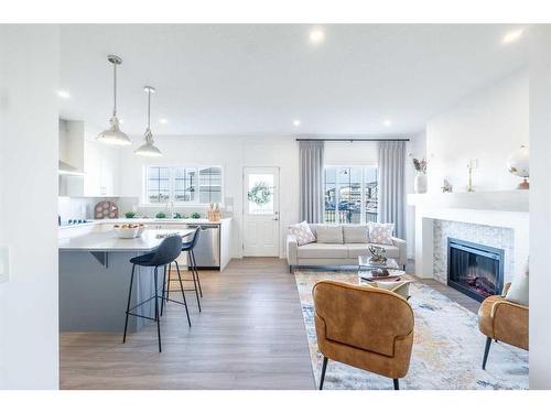 5 Homestead Close Ne, Calgary, AB - Indoor Photo Showing Living Room With Fireplace