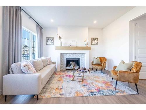 5 Homestead Close Ne, Calgary, AB - Indoor Photo Showing Living Room With Fireplace