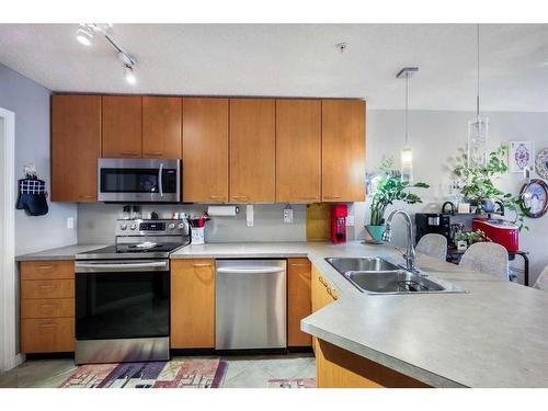 322-5115 Richard Road Sw, Calgary, AB - Indoor Photo Showing Kitchen With Double Sink