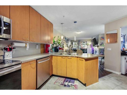 322-5115 Richard Road Sw, Calgary, AB - Indoor Photo Showing Kitchen With Double Sink