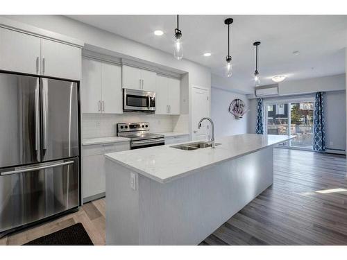 106-300 Harvest Hills Place Ne, Calgary, AB - Indoor Photo Showing Kitchen With Stainless Steel Kitchen With Double Sink With Upgraded Kitchen