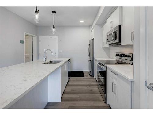 106-300 Harvest Hills Place Ne, Calgary, AB - Indoor Photo Showing Kitchen With Stainless Steel Kitchen With Double Sink With Upgraded Kitchen