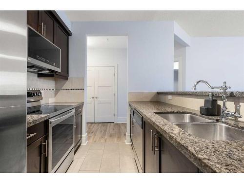 202-518 33 Street Nw, Calgary, AB - Indoor Photo Showing Kitchen With Double Sink