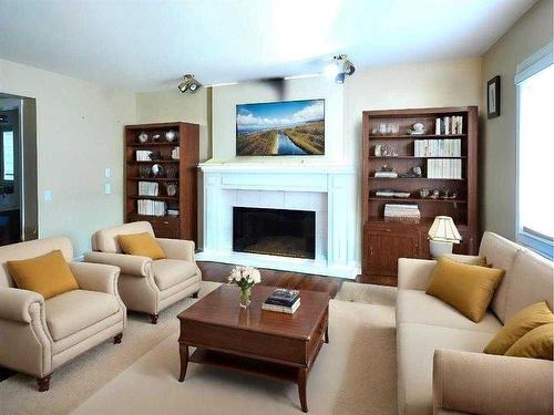 173 Coral Sands Place Ne, Calgary, AB - Indoor Photo Showing Living Room With Fireplace