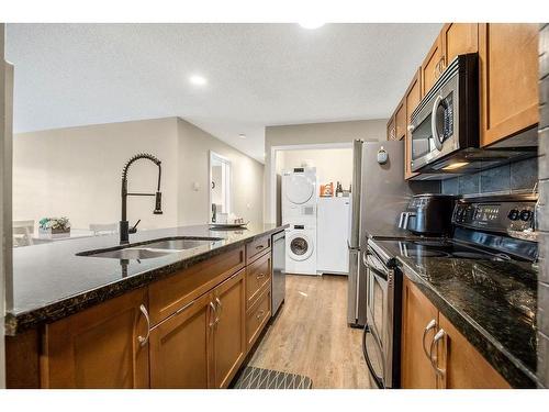 1-105 Village Heights Sw, Calgary, AB - Indoor Photo Showing Kitchen With Double Sink