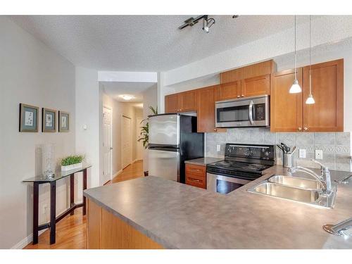 305-108 15 Avenue Se, Calgary, AB - Indoor Photo Showing Kitchen With Double Sink