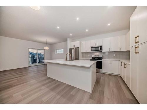 341 Baneberry Way Sw, Airdrie, AB - Indoor Photo Showing Kitchen With Upgraded Kitchen