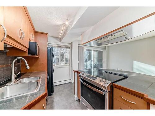 203-1730 7 Street Sw, Calgary, AB - Indoor Photo Showing Kitchen With Double Sink