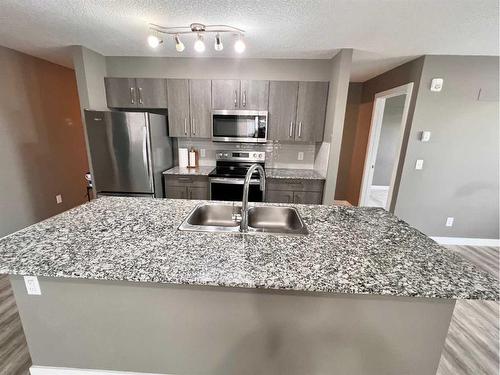 1416-4641 128 Avenue Ne, Calgary, AB - Indoor Photo Showing Kitchen With Stainless Steel Kitchen With Double Sink With Upgraded Kitchen