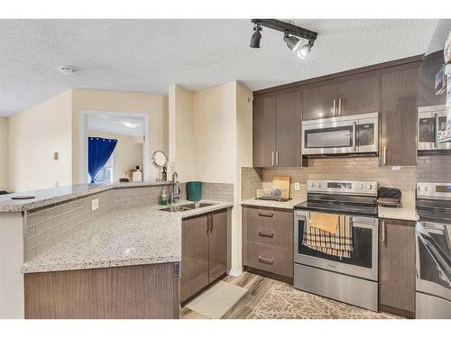 415-1000 Somervale Court Sw, Calgary, AB - Indoor Photo Showing Kitchen With Stainless Steel Kitchen With Double Sink