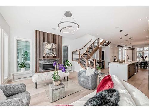 926 33A Street Nw, Calgary, AB - Indoor Photo Showing Living Room With Fireplace