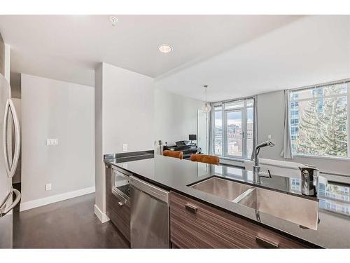 506-1500 7 Street Sw, Calgary, AB - Indoor Photo Showing Kitchen With Double Sink