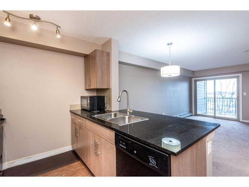 320-7180 80 Avenue Ne, Calgary, AB - Indoor Photo Showing Kitchen With Double Sink