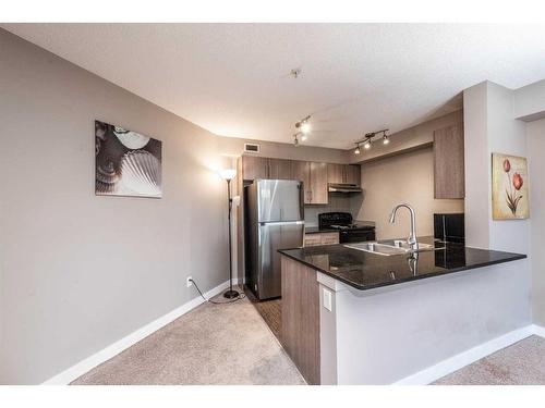 320-7180 80 Avenue Ne, Calgary, AB - Indoor Photo Showing Kitchen With Double Sink